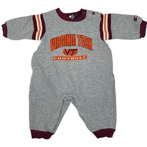 Vintage Starter Virginia Tech Hokies Football Baby Bunting Romper Gray VT 3/6M